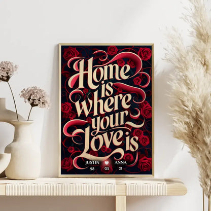 Personalisiertes Liebes Poster Home Is Where Your Love Is