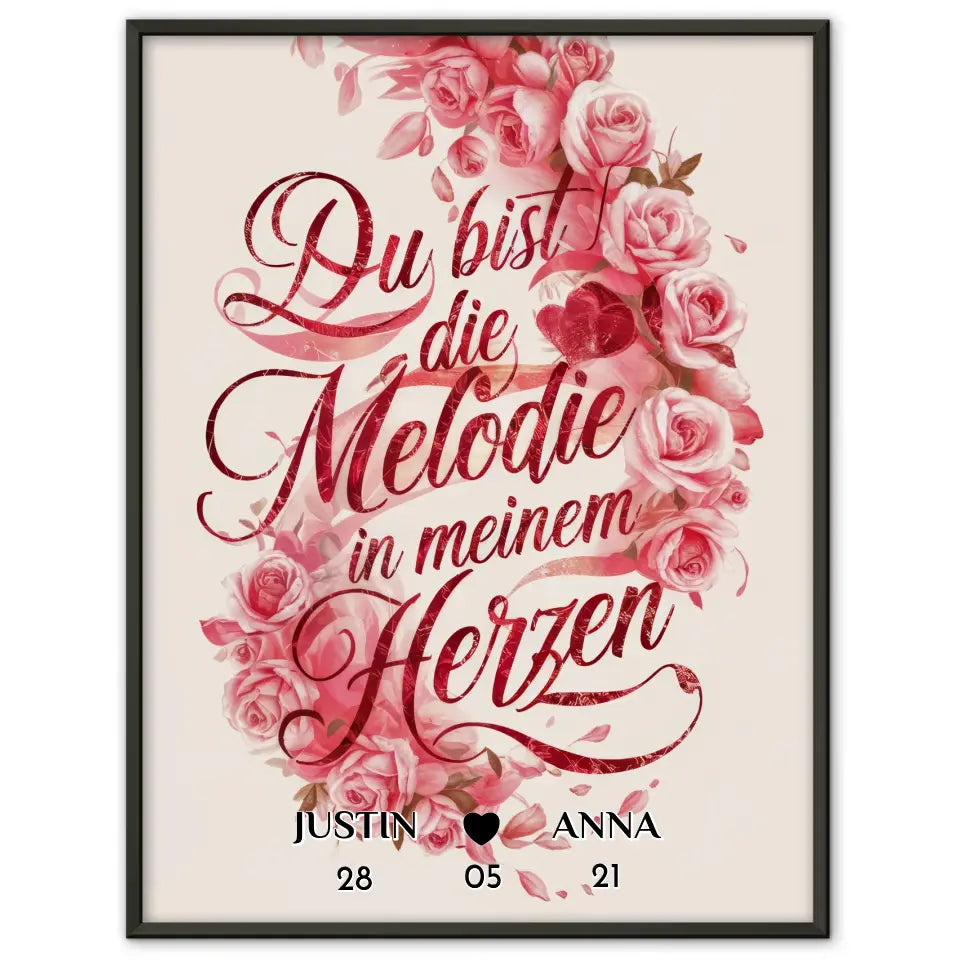 Personalisiertes Poster Paar Du Bist Die Melodie In Meinem Herzen Liebe