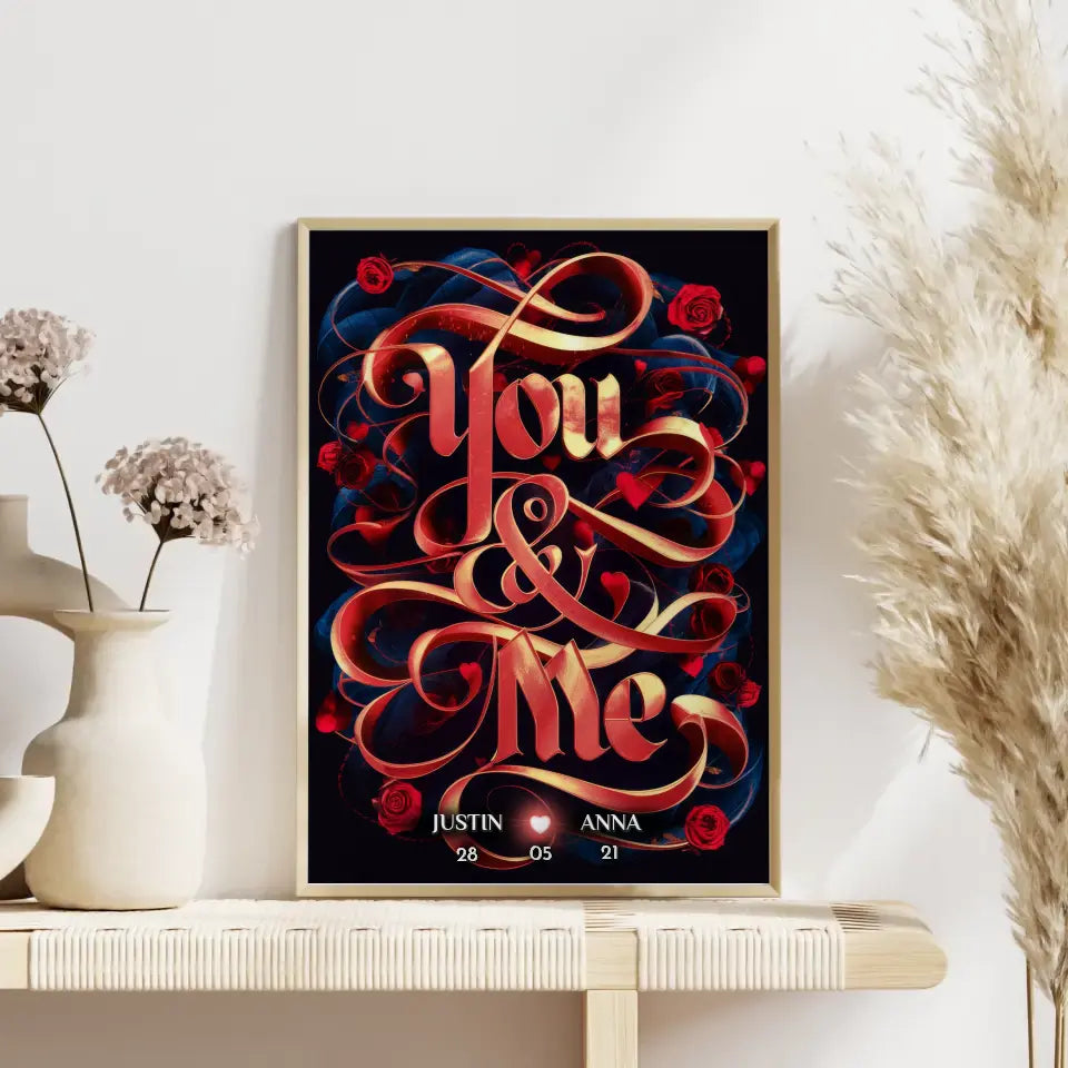 Poster Geschenk personalisiert You & Me für Paare