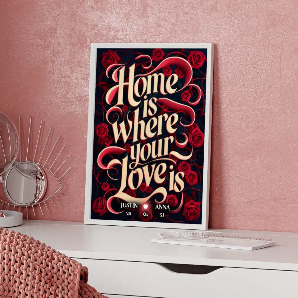 Personalisiertes Liebes Poster Home Is Where Your Love Is