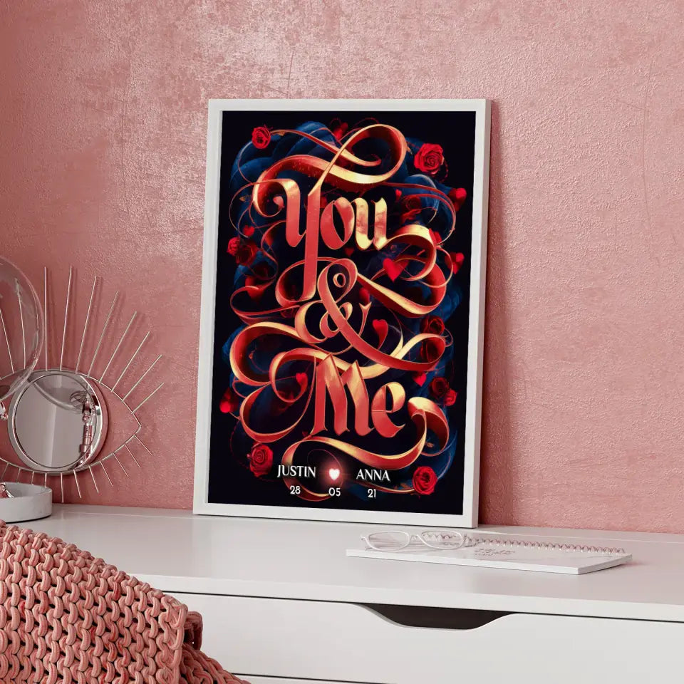 Poster Geschenk personalisiert You & Me für Paare