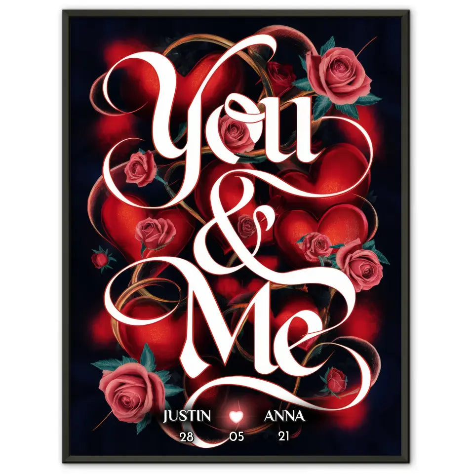 Pärchen Poster You & Me Personalisiert Verlobung Geschenk für Sie