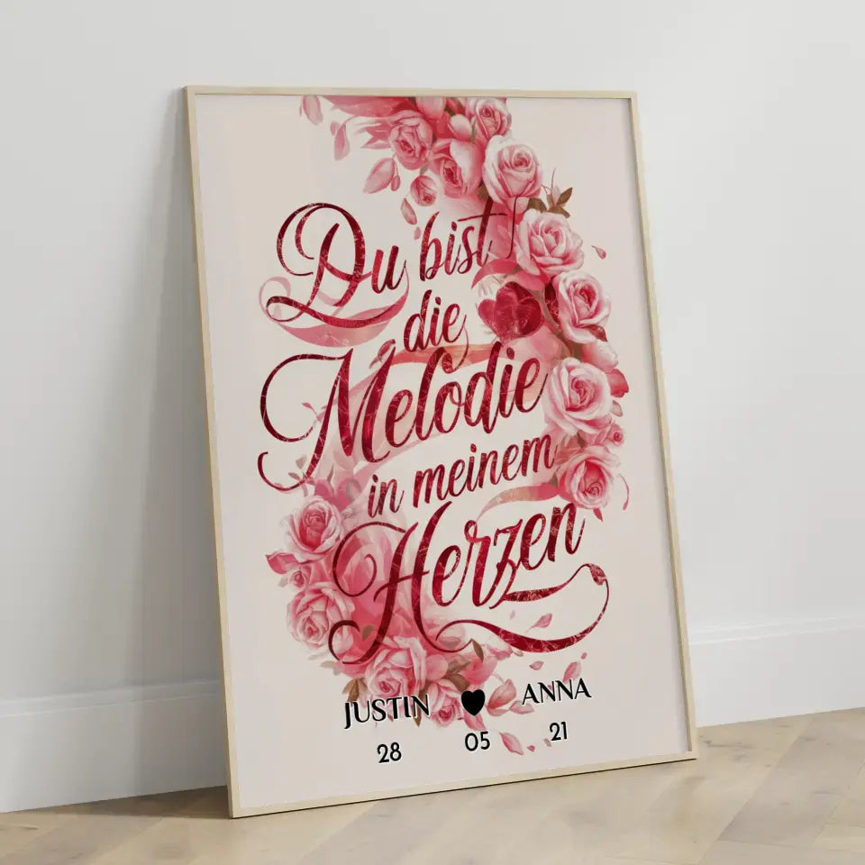 Personalisiertes Poster Paar Du Bist Die Melodie In Meinem Herzen Liebe