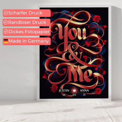 Poster Geschenk personalisiert You & Me für Paare