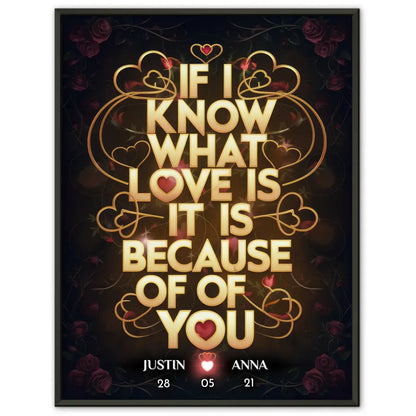 Liebesposter für Dein Schatz If I Know What Love Is Personalisiert