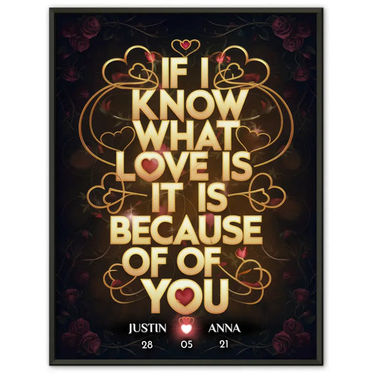 Liebesposter für Dein Schatz If I Know What Love Is Personalisiert