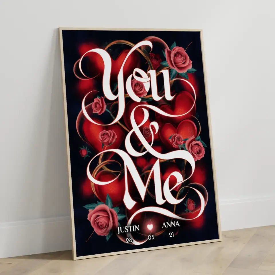 Pärchen Poster You & Me Personalisiert Verlobung Geschenk für Sie