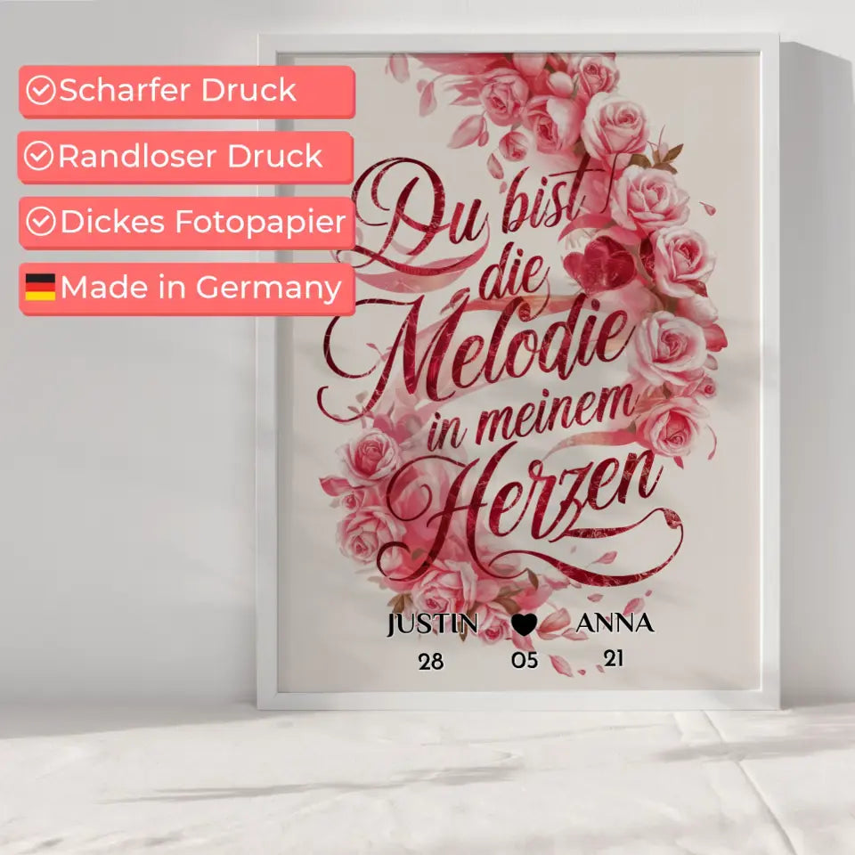 Personalisiertes Poster Paar Du Bist Die Melodie In Meinem Herzen Liebe