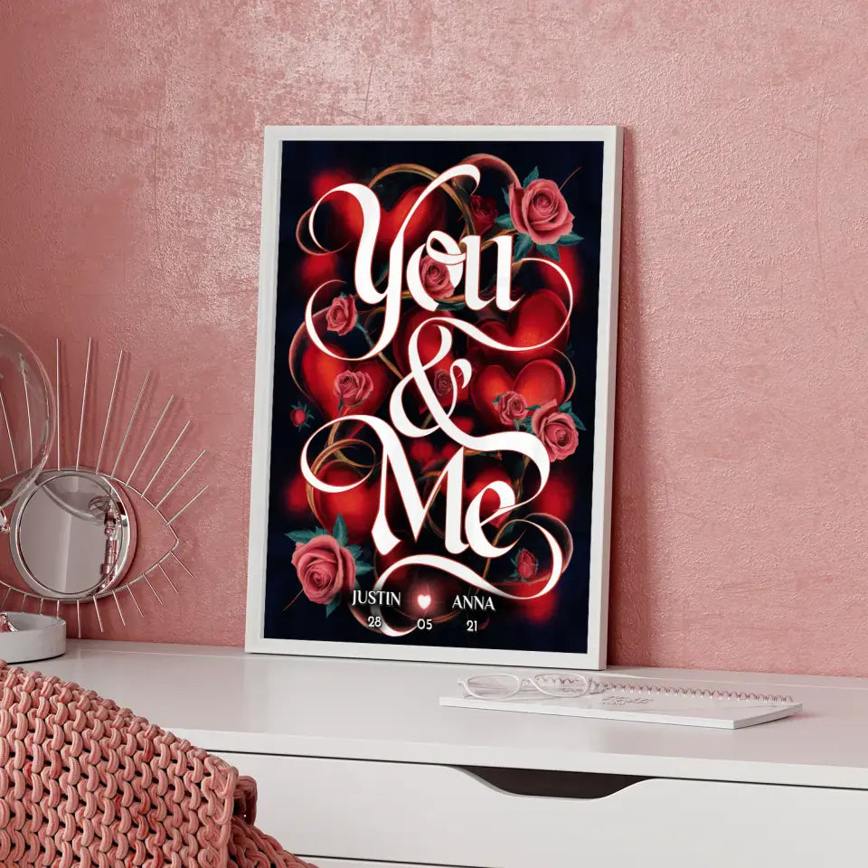 Pärchen Poster You & Me Personalisiert Verlobung Geschenk für Sie