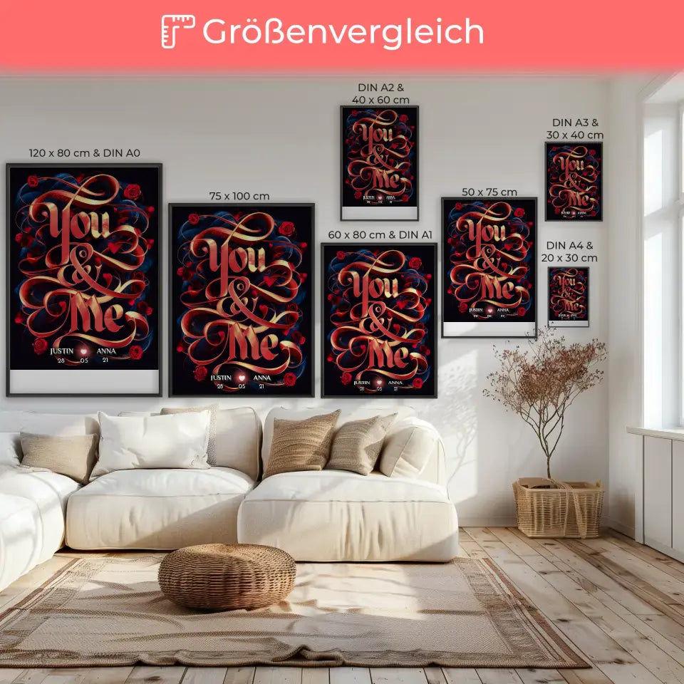 Poster Geschenk personalisiert You & Me für Paare