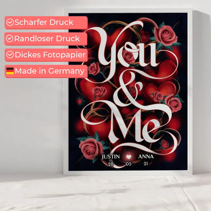 Pärchen Poster You & Me Personalisiert Verlobung Geschenk für Sie