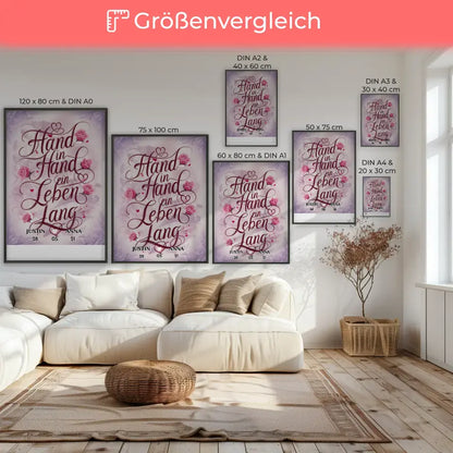 Personalisiertes Paar Poster Hand in Hand Liebesbild für Sie