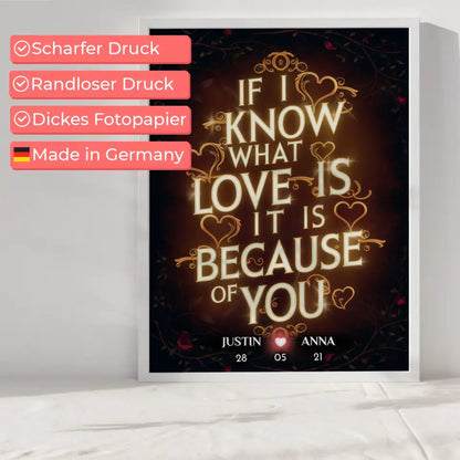 Personalisiertes Poster für Paare If I Know What Love Is Geschenk