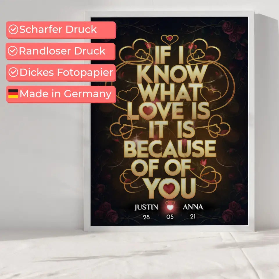 Liebesposter für Dein Schatz If I Know What Love Is Personalisiert