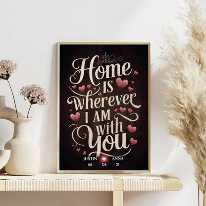 Liebesposter Home Is Wherever I Am With You Personalisiert