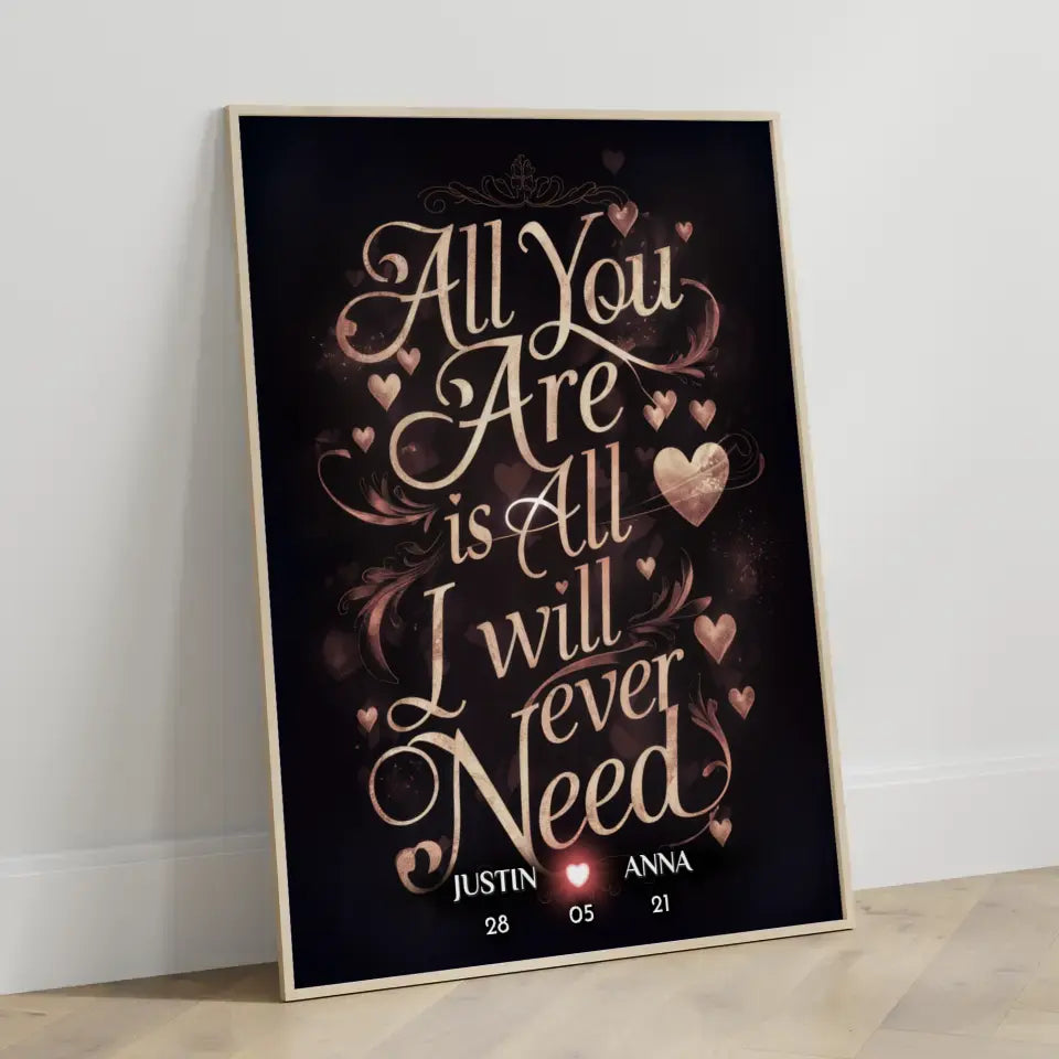 Poster personalisiert All You Are Is All I Will Ever Need 3