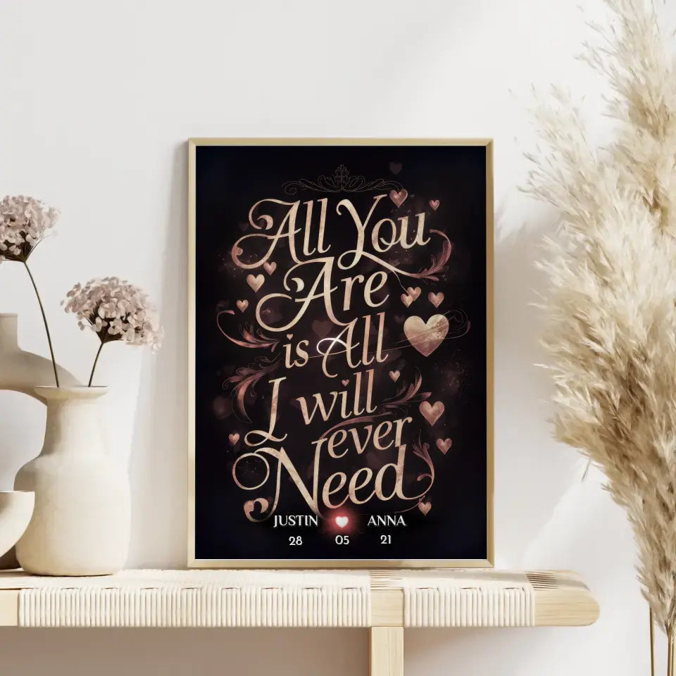 Poster personalisiert All You Are Is All I Will Ever Need 4