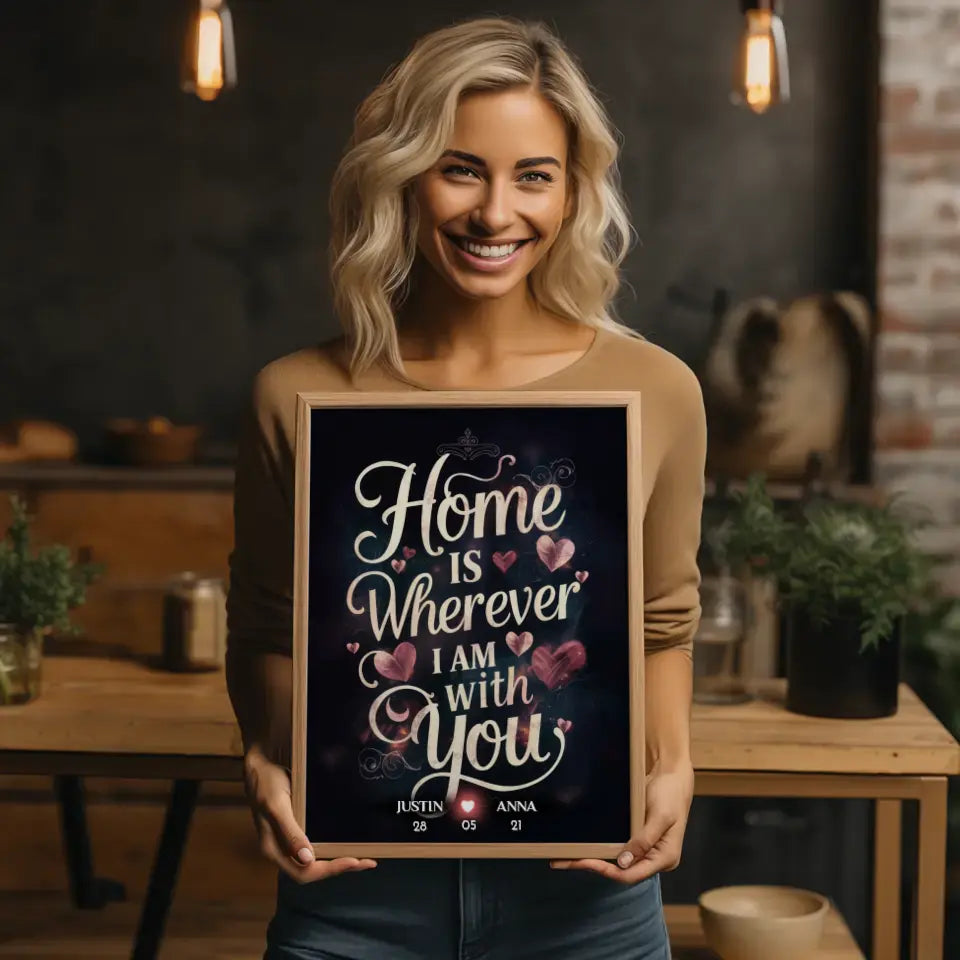 Paar Poster Home Is Wherever I Am With You personalisiert