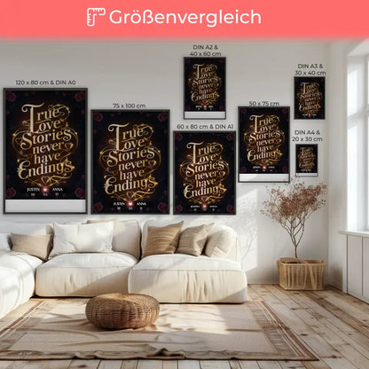 Poster Liebe Personalisiert True Love Stories Never Have Endings Paare