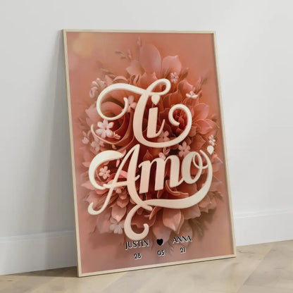 Poster Geschenk personalisiert Ti Amo für Paare