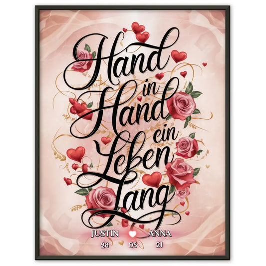 Poster personalisiert Hand In Hand Ein Leben Lang Liebesbild