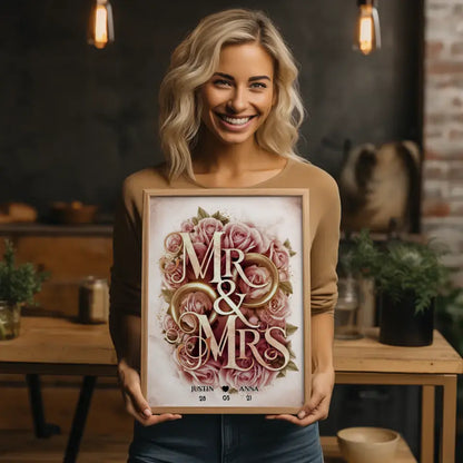 Personalisiertes Liebes Geschenk Mr & Mrs Poster