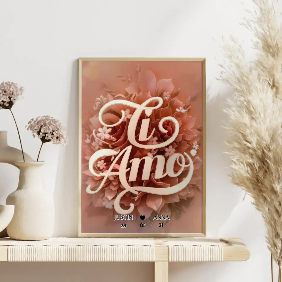 Poster Geschenk personalisiert Ti Amo für Paare