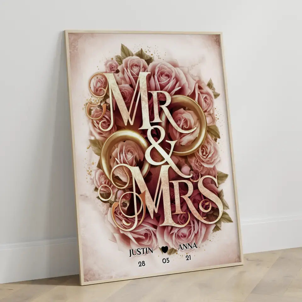 Personalisiertes Liebes Geschenk Mr & Mrs Poster