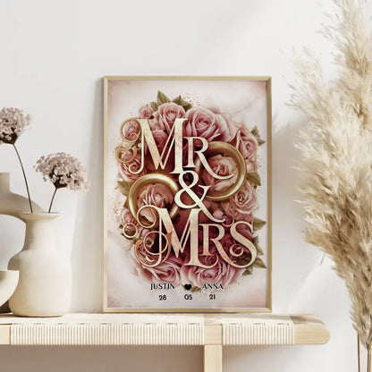 Personalisiertes Liebes Geschenk Mr & Mrs Poster