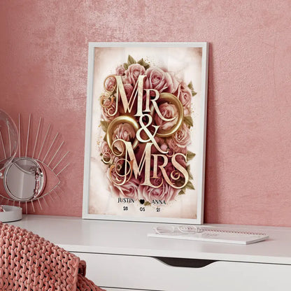 Personalisiertes Liebes Geschenk Mr & Mrs Poster