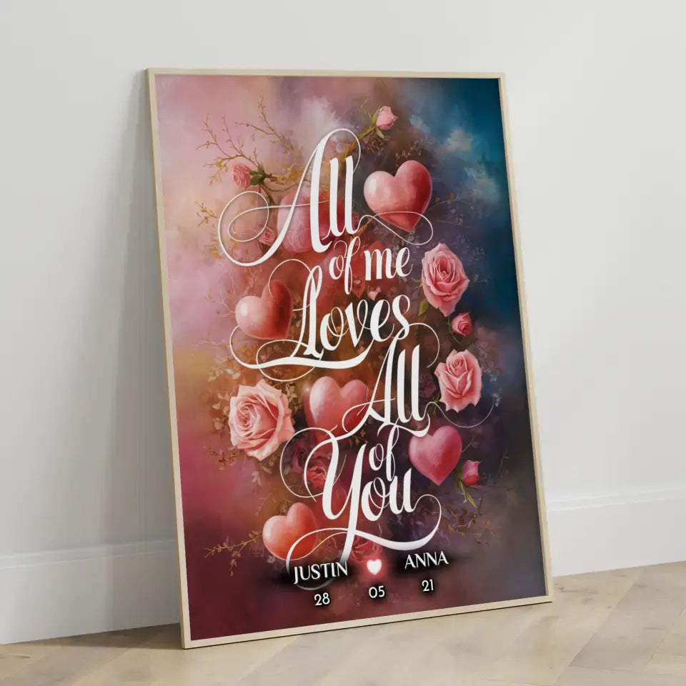 Personalisiertes Poster Paar All Of Me Loves All Of You Liebe