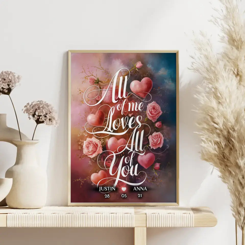 Personalisiertes Poster Paar All Of Me Loves All Of You Liebe