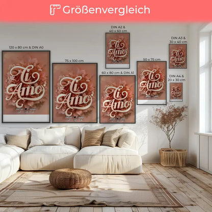 Poster Geschenk personalisiert Ti Amo für Paare