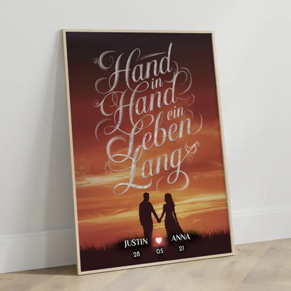 Personalisiertes Paar Poster Hand In Hand Ein Leben Lang Love