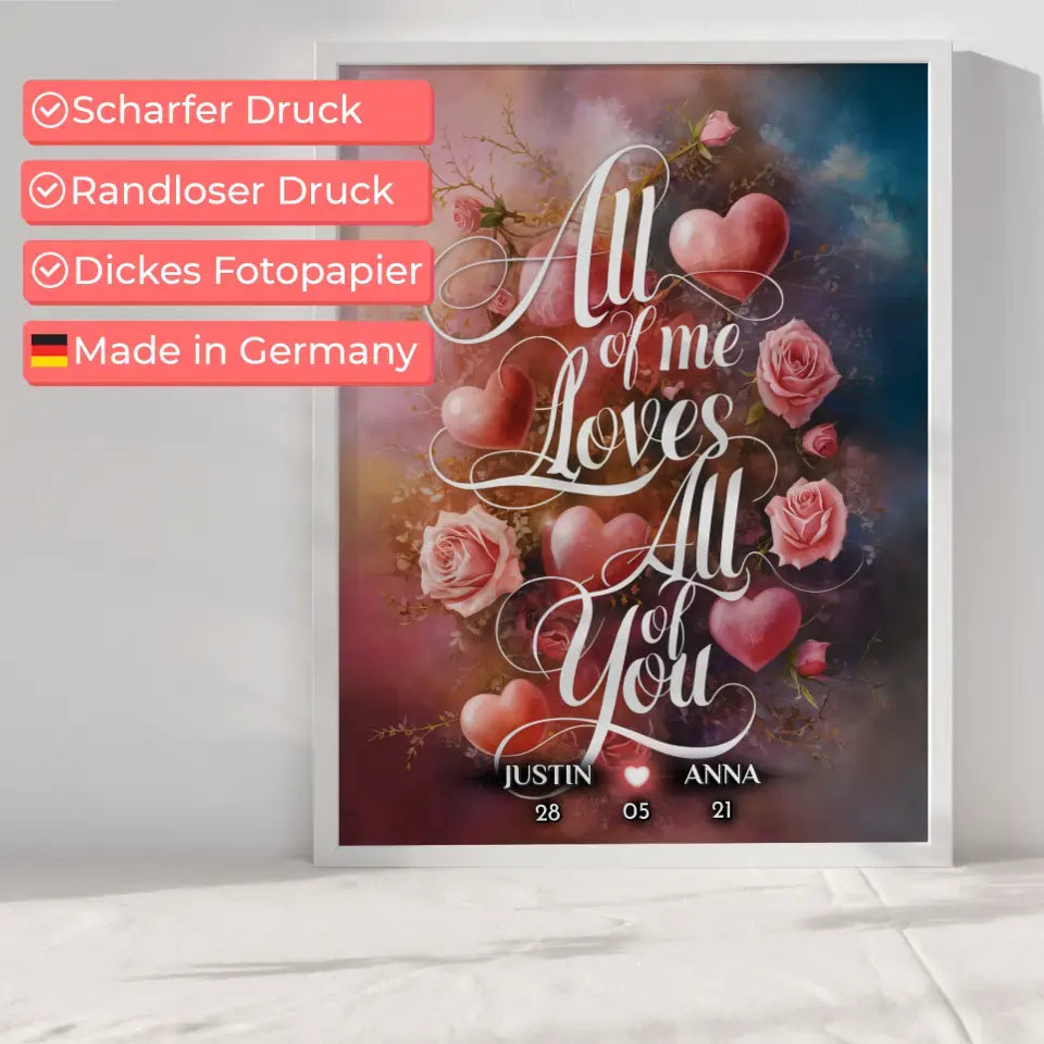 Personalisiertes Poster Paar All Of Me Loves All Of You Liebe