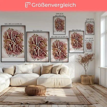 Personalisiertes Liebes Geschenk Mr & Mrs Poster