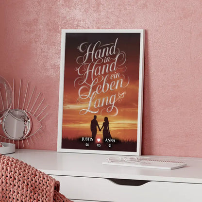 Personalisiertes Paar Poster Hand In Hand Ein Leben Lang Love