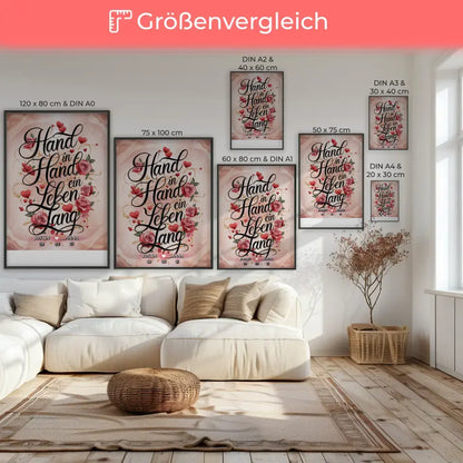 Poster personalisiert Hand In Hand Ein Leben Lang Liebesbild