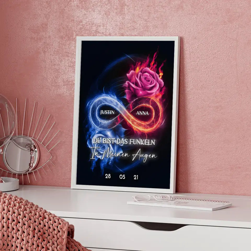 Poster Geschenk personalisiert Unendlichkeit in Pink & Blau für Paare