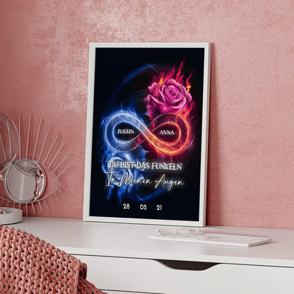 Poster Geschenk personalisiert Unendlichkeit in Pink & Blau für Paare