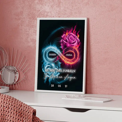 Personalisiertes Liebes Poster Unendlichkeit in Rosa & Blau mit Namen