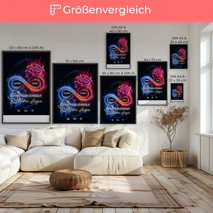 Poster Geschenk personalisiert Unendlichkeit in Pink & Blau für Paare