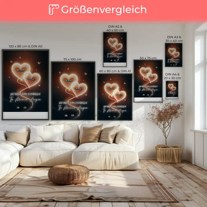 Liebes Poster Leuchtherz Mit Namen & Datum Personalisiert