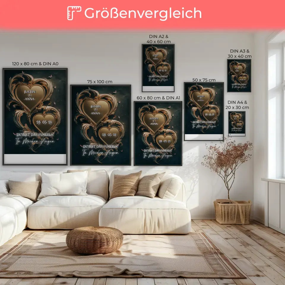 Personalisiertes Poster für Paare Herzen Liebesbild für Sie