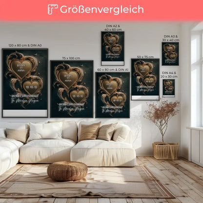 Personalisiertes Poster für Paare Herzen Liebesbild für Sie