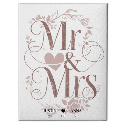 Leinwand Mr & Mrs Hochzeit & Verlobung Personalisiert