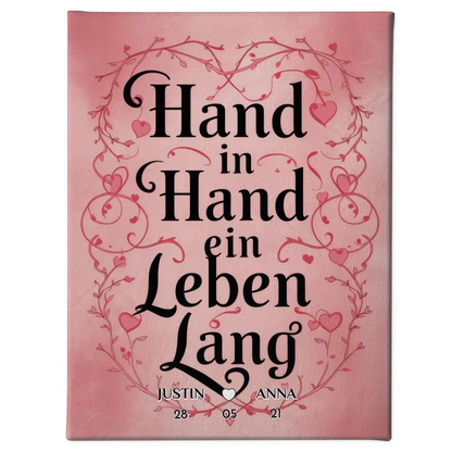 Leinwand Liebe Hand In Hand für dein Schatz Personalisiert