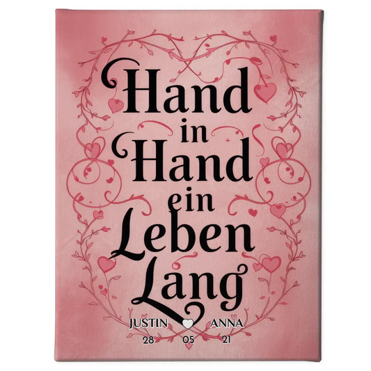 Leinwand Liebe Hand In Hand für dein Schatz Personalisiert 1