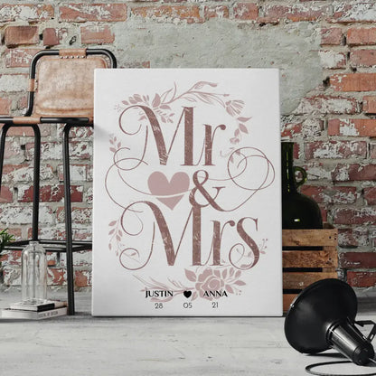 Leinwand Mr & Mrs Hochzeit & Verlobung Personalisiert