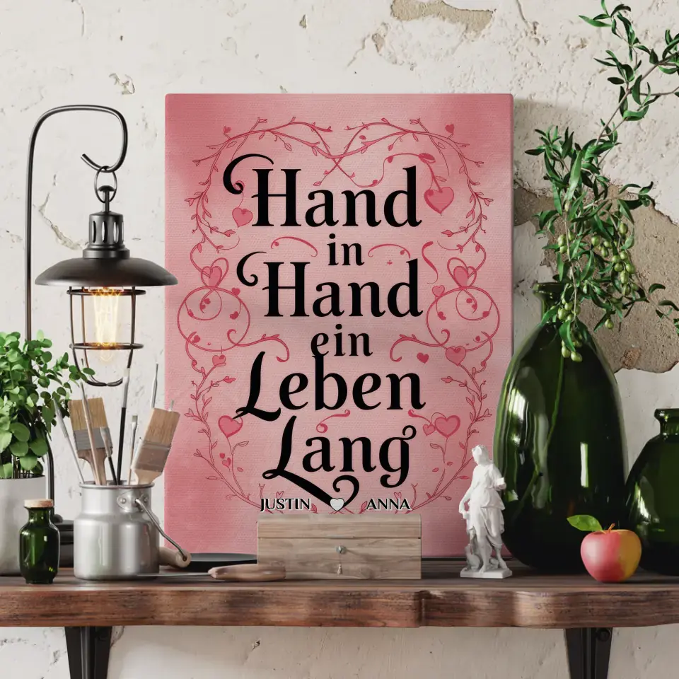 Leinwand Liebe Hand In Hand für dein Schatz Personalisiert